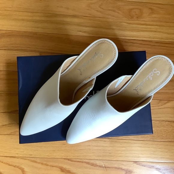 Splendid Nala Pointed Toe Wood Block Heel Leather Mule Snow White SZ 9.5 - Picture 4 of 15